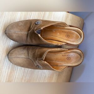 Cole Haan tan amber suede leather clogs mules Size 9